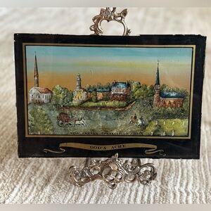 Vintage Reverse Painting on Glass – “God’s Acre, New Canaan Connecticut 1837”